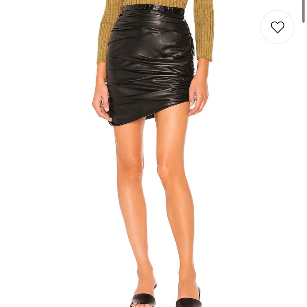ronny kobo maude black asymmetrical scrunch faux leather mini skirt small new